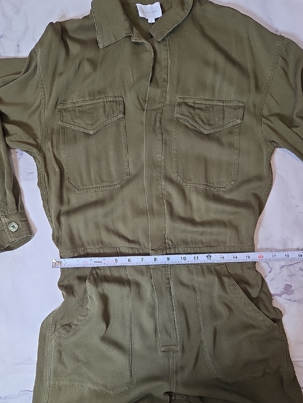 Sundays Olive Green Long Sleeve Jumpsuit - Picture 3 of 10